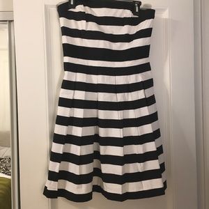 Strapless black and white stripe dress